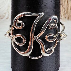 Elegant Silvertone Intital “K” statement Bracelet